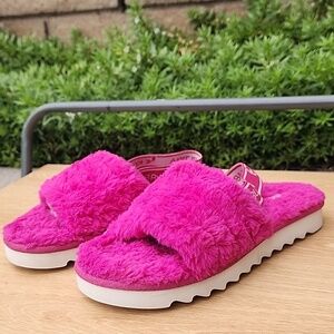 Koolaburra by UGG Kid's Backstrap Slide Sandals Fuzz'n Raspberry Rose Size US 4